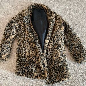Leopard Print Faux Fur Coat